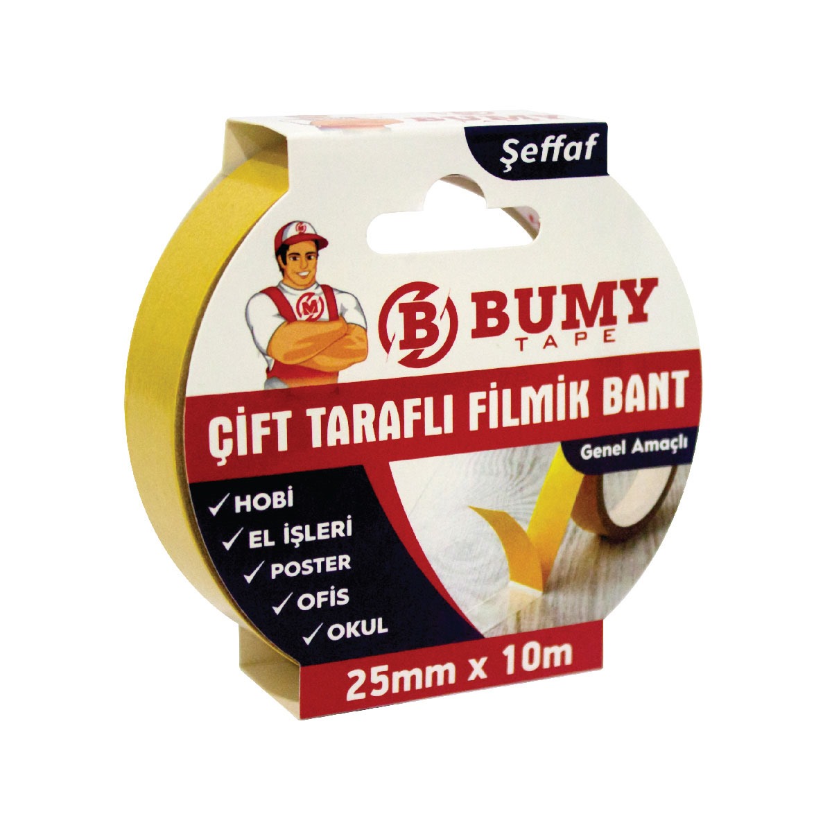 BUMY MFX9257 ÇIFT TARAFLI FILMIK BANT 25 MM X10 MT SEFFAF